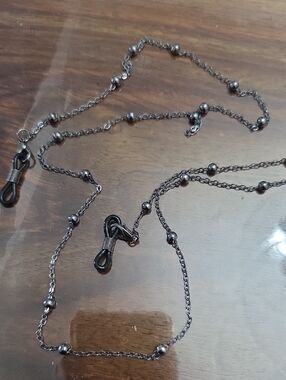 Women's Beaded Chain Eyeglass Holder - Gunmetal NEW
